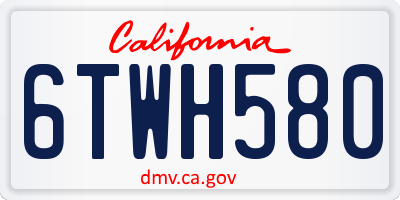 CA license plate 6TWH580