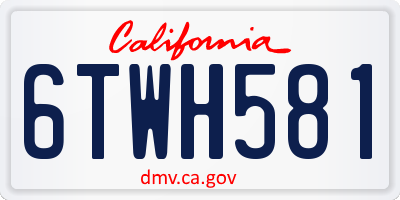 CA license plate 6TWH581