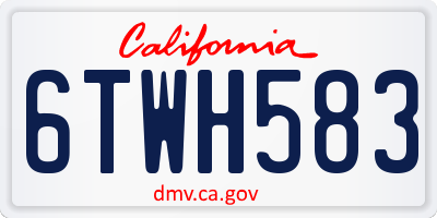 CA license plate 6TWH583
