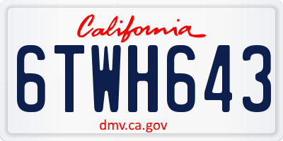 CA license plate 6TWH643