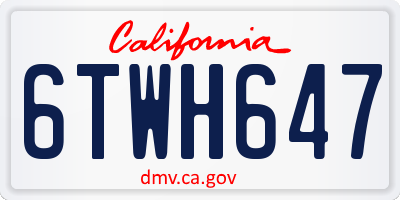 CA license plate 6TWH647