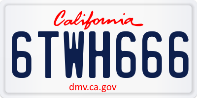 CA license plate 6TWH666