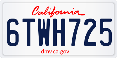 CA license plate 6TWH725