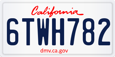 CA license plate 6TWH782