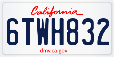 CA license plate 6TWH832