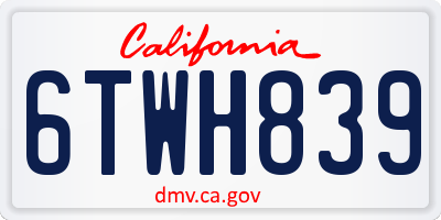 CA license plate 6TWH839