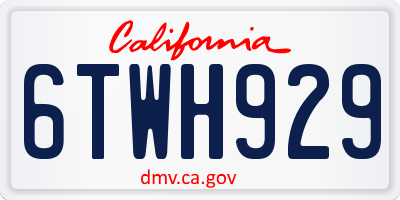 CA license plate 6TWH929
