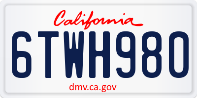 CA license plate 6TWH980