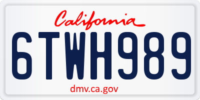 CA license plate 6TWH989
