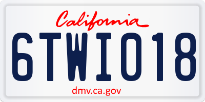 CA license plate 6TWI018