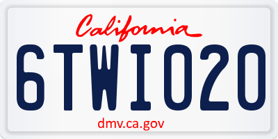 CA license plate 6TWI020