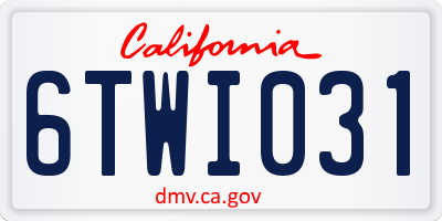 CA license plate 6TWI031