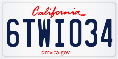 CA license plate 6TWI034