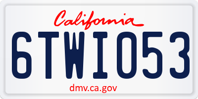 CA license plate 6TWI053
