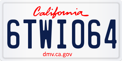 CA license plate 6TWI064