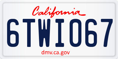 CA license plate 6TWI067