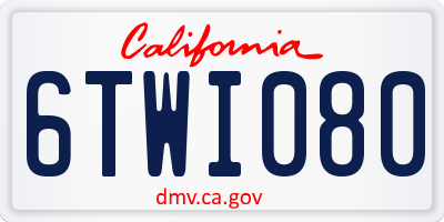 CA license plate 6TWI080