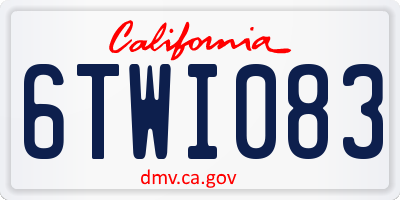CA license plate 6TWI083