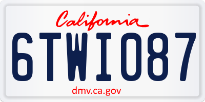 CA license plate 6TWI087