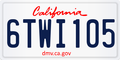 CA license plate 6TWI105