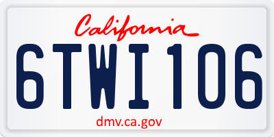 CA license plate 6TWI106