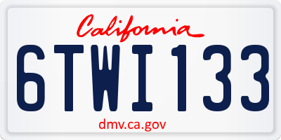 CA license plate 6TWI133
