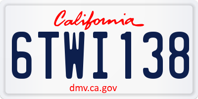 CA license plate 6TWI138