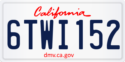 CA license plate 6TWI152