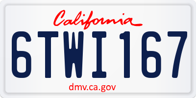 CA license plate 6TWI167