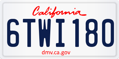 CA license plate 6TWI180