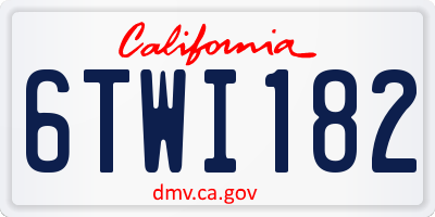 CA license plate 6TWI182