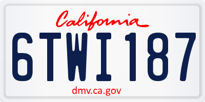 CA license plate 6TWI187