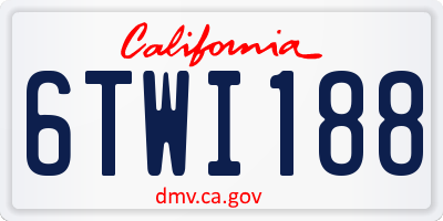 CA license plate 6TWI188