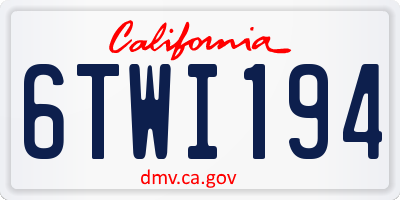 CA license plate 6TWI194
