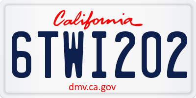 CA license plate 6TWI202