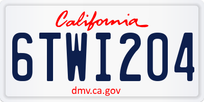 CA license plate 6TWI204
