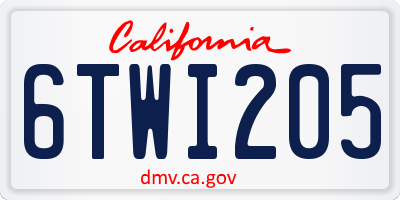 CA license plate 6TWI205
