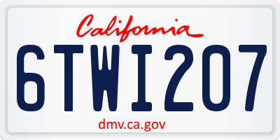 CA license plate 6TWI207