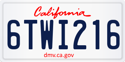CA license plate 6TWI216