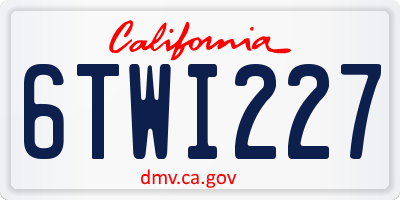 CA license plate 6TWI227