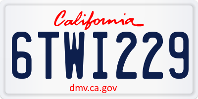 CA license plate 6TWI229
