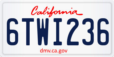 CA license plate 6TWI236