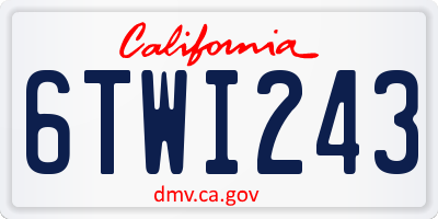 CA license plate 6TWI243