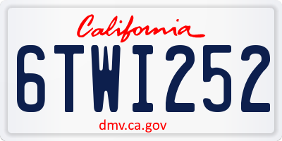 CA license plate 6TWI252