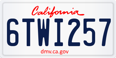 CA license plate 6TWI257