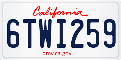 CA license plate 6TWI259