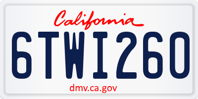 CA license plate 6TWI260
