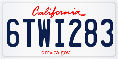 CA license plate 6TWI283