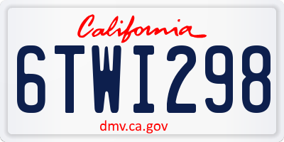 CA license plate 6TWI298