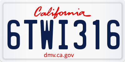 CA license plate 6TWI316